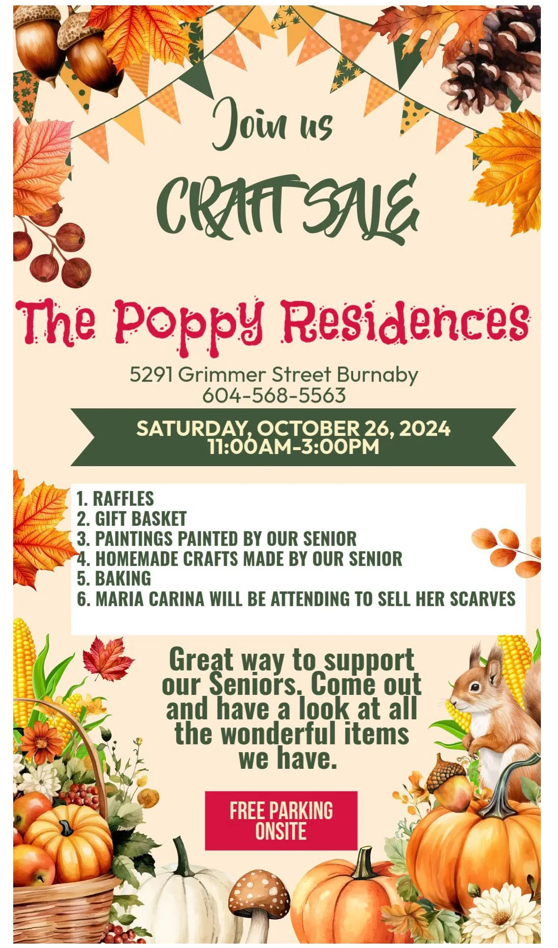 Event poster for a craft sale at The Poppy Residences