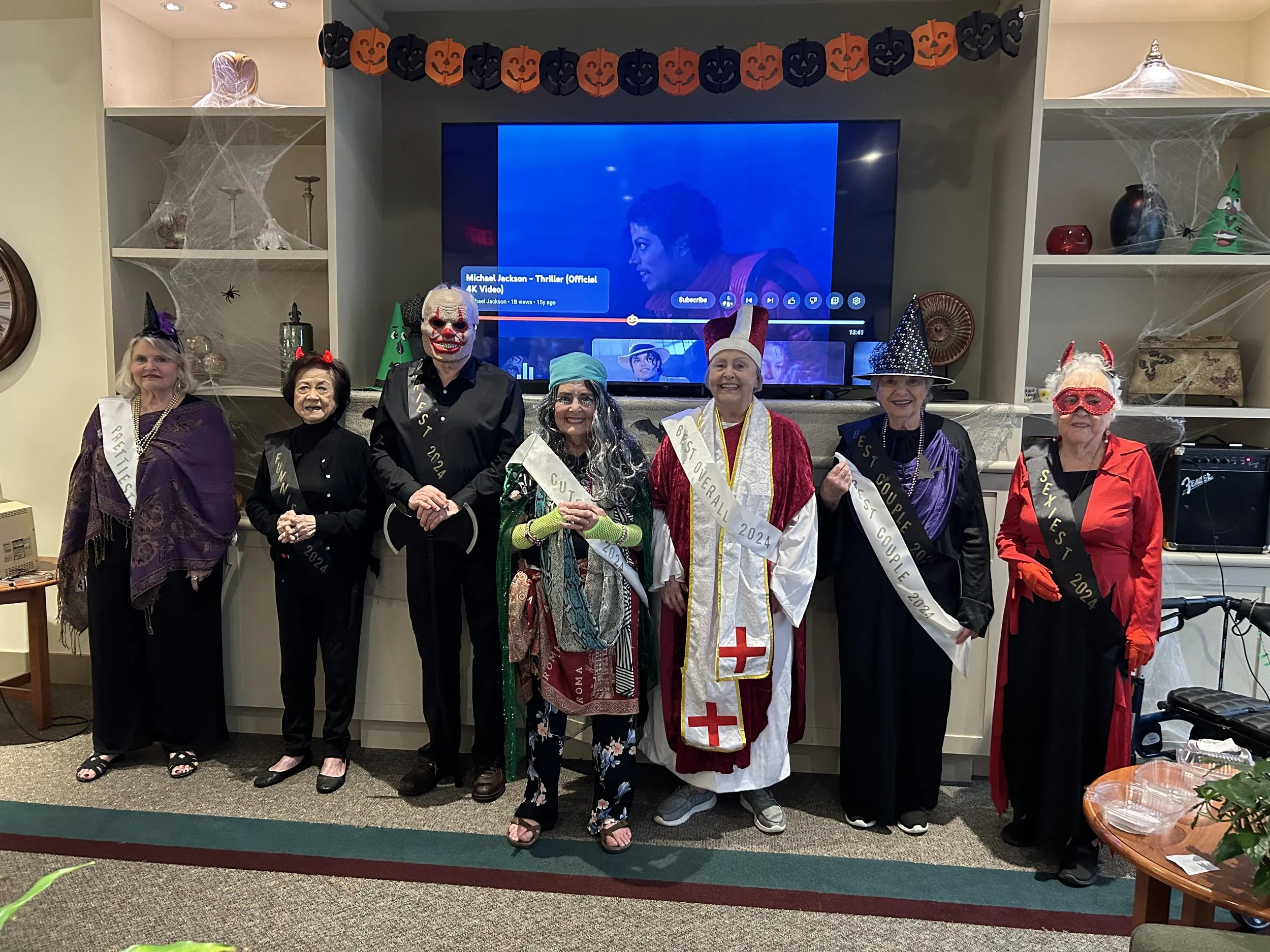 Residents celebrating Halloween with costumes