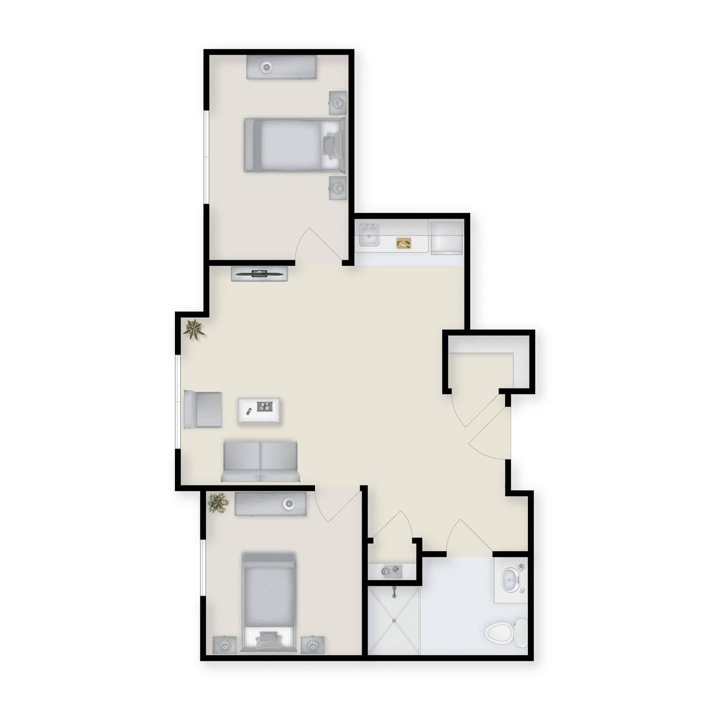 Architectural floor plan of a resident unit
