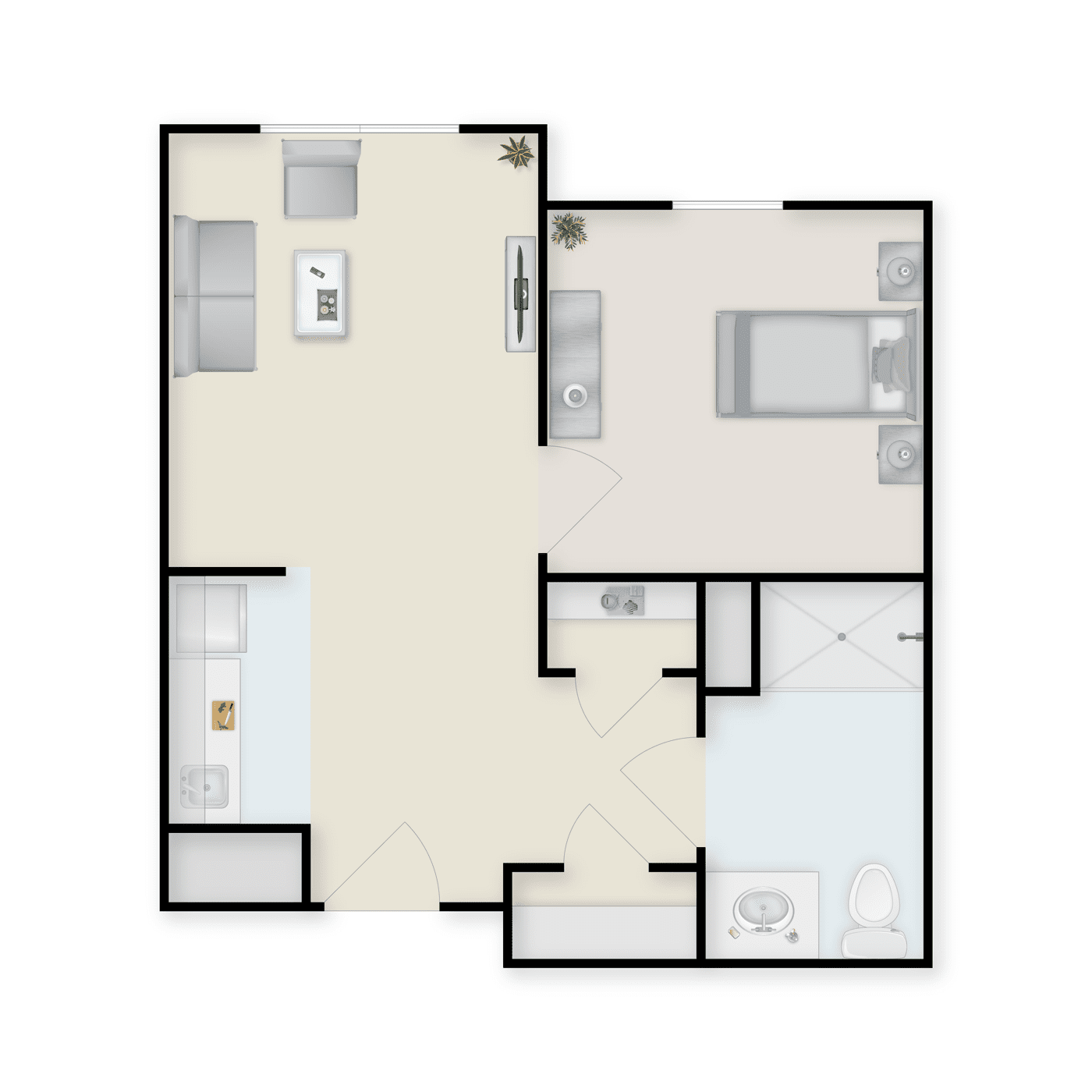 Architectural floor plan of a resident suite