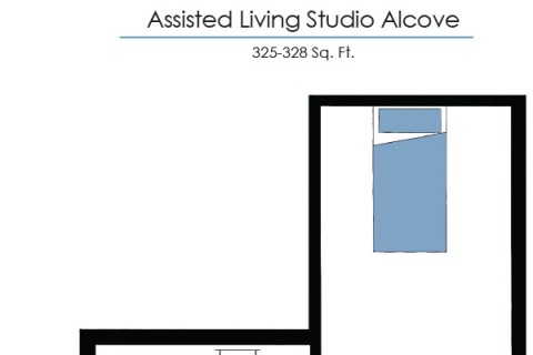 Architectural floor plan of a studio alcove