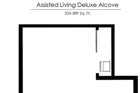 Architectural floor plan for assisted living deluxe alcove