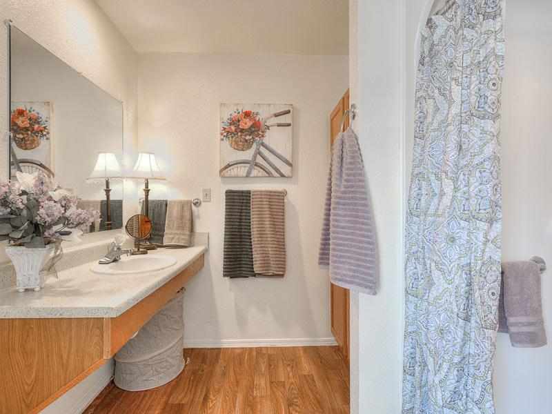 Well-decorated bathroom with modern fixtures