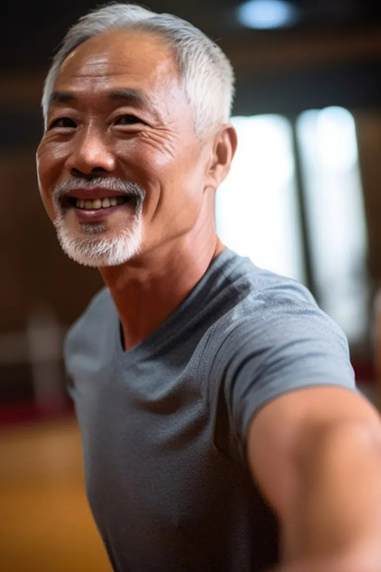 Smiling senior man in a casual setting