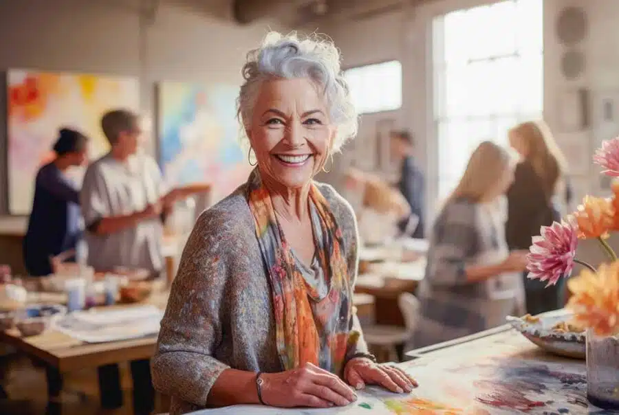 Creative art class in a bright activity room