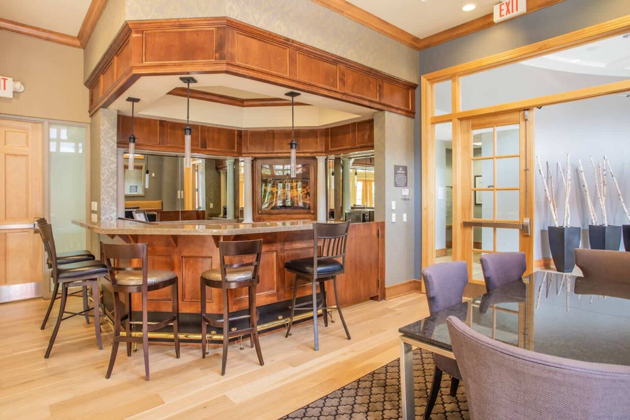 Common area featuring a bar and seating