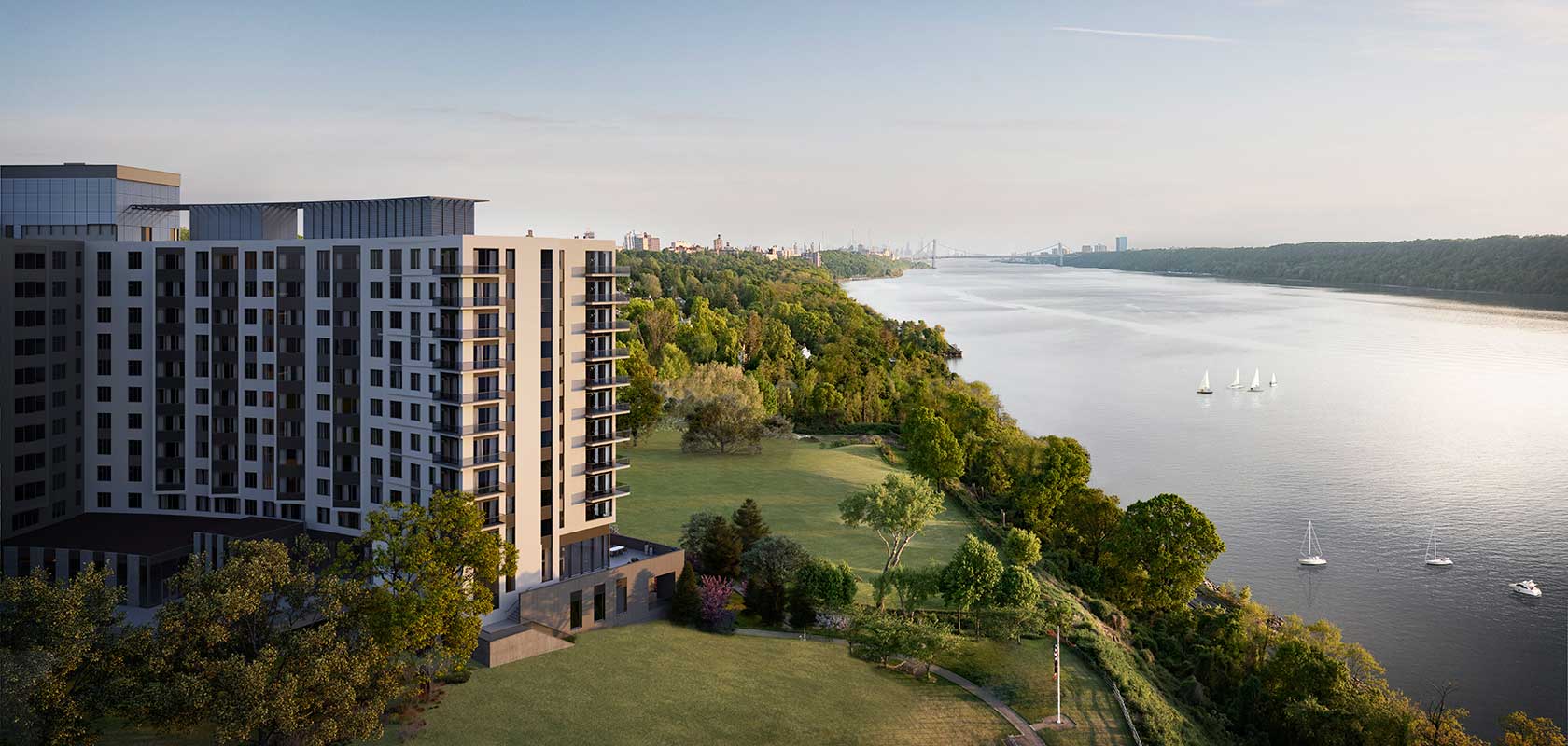 Exterior view of River's Edge facility by the river