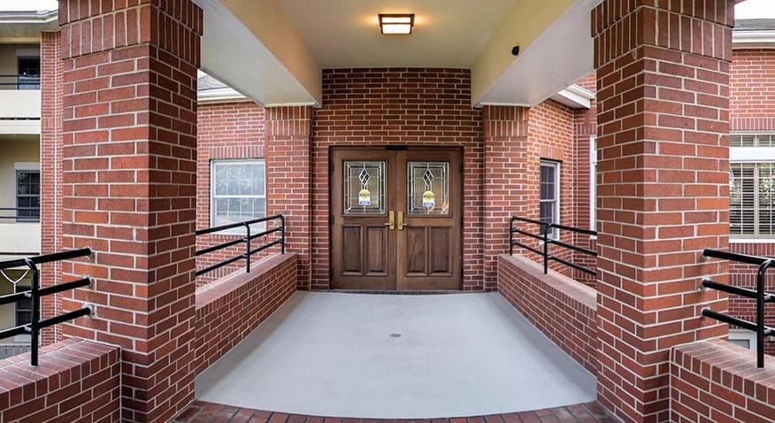 Welcoming entrance of Brookdale Westlake Hills facility