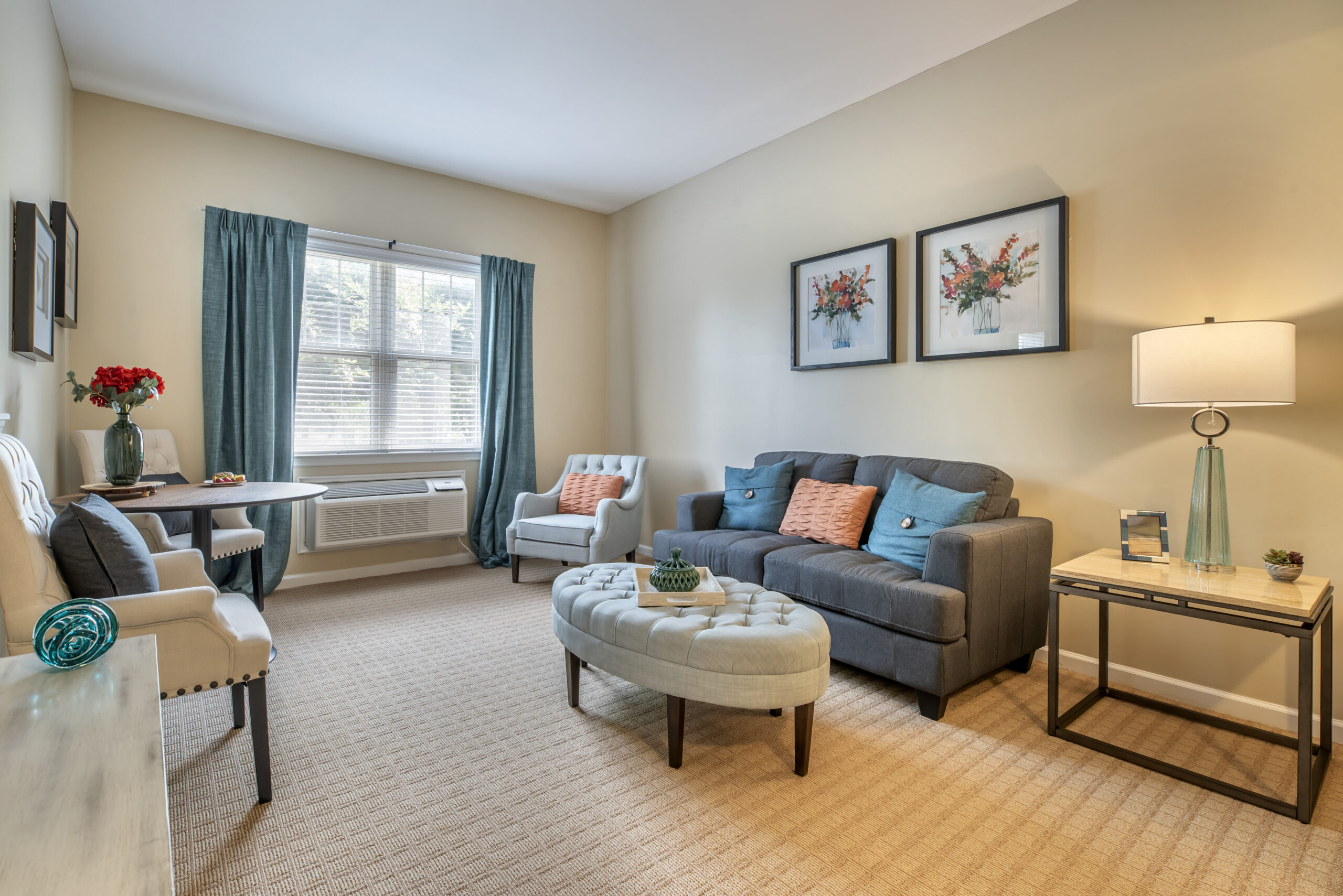 Cozy living room in assisted living facility
