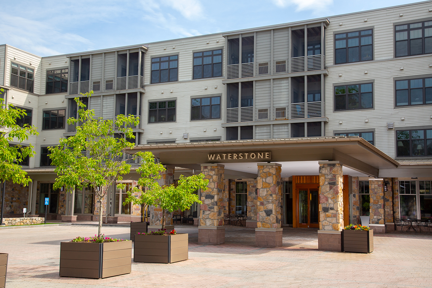 Exterior view of Waterstone on High Ridge with landscaping
