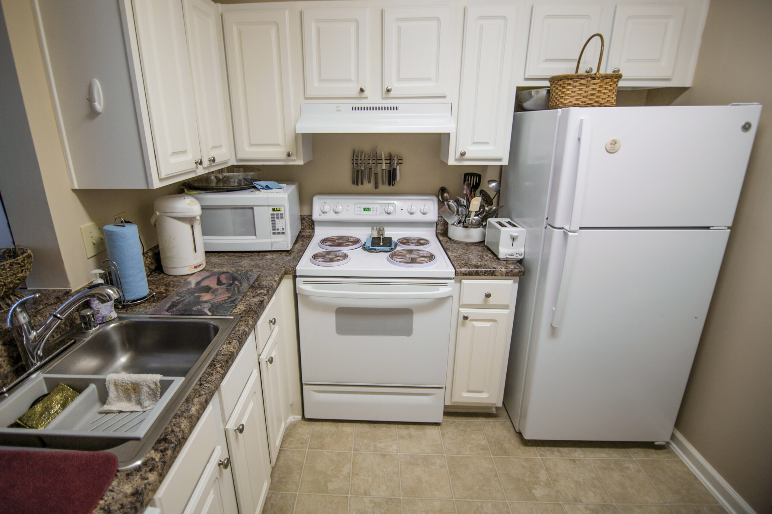 Well-equipped kitchen area in a senior living facility
