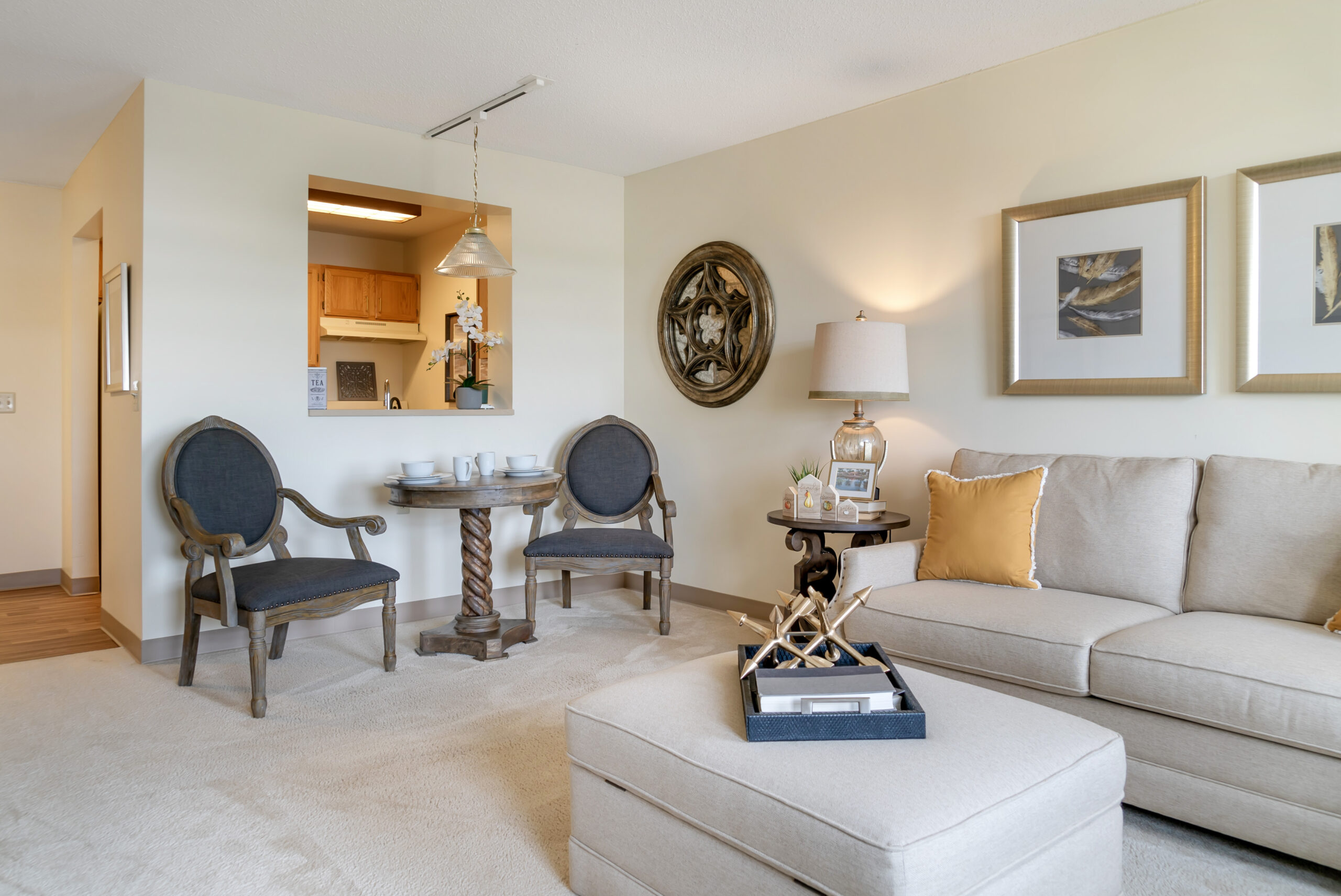 Cozy living room setup in a senior living space