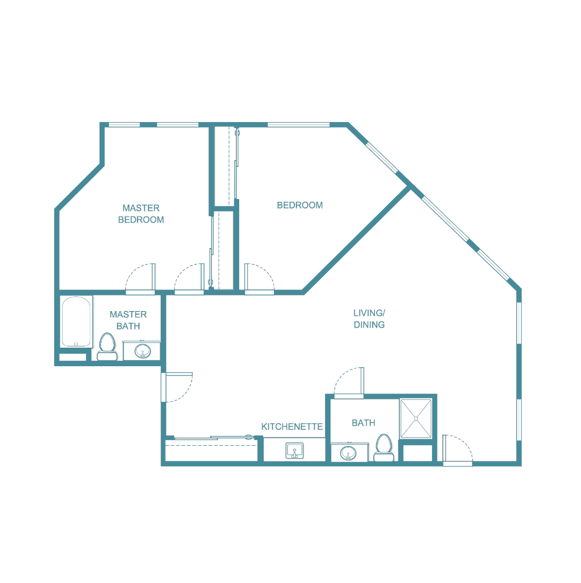 Architectural floor plan of a resident unit