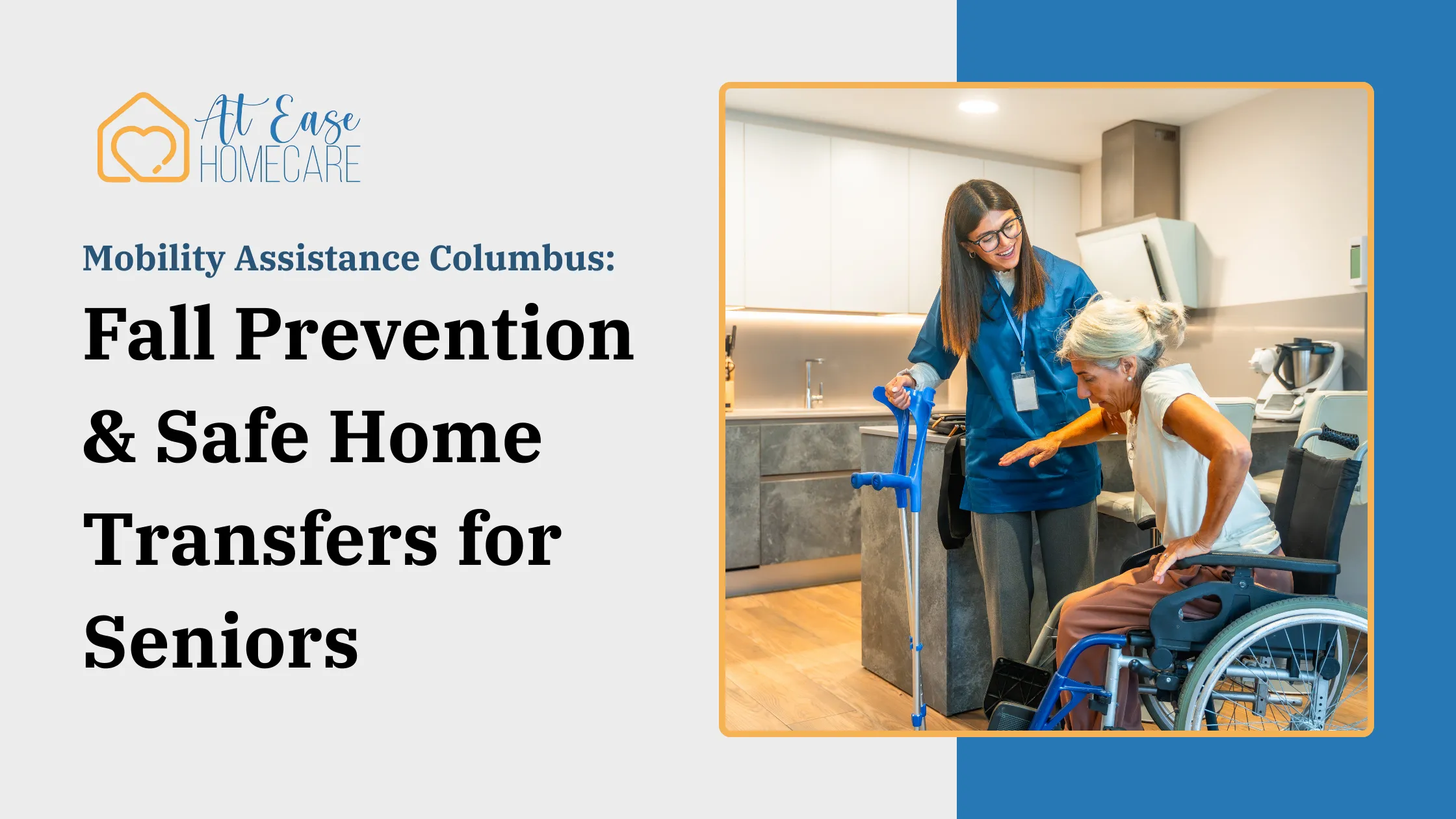 Staff assisting a senior with mobility in a home setting.