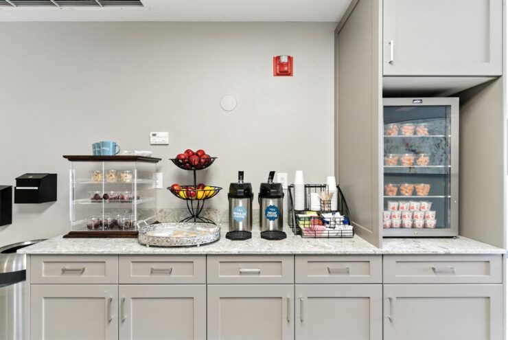 Snack station with drinks and desserts