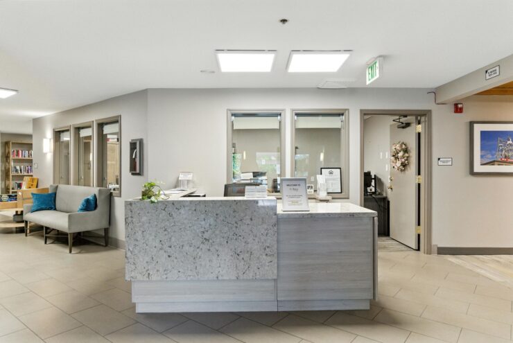 Welcoming reception area with a front desk