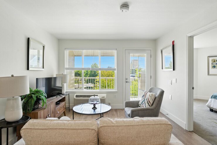 Cozy living room with natural light and modern decor