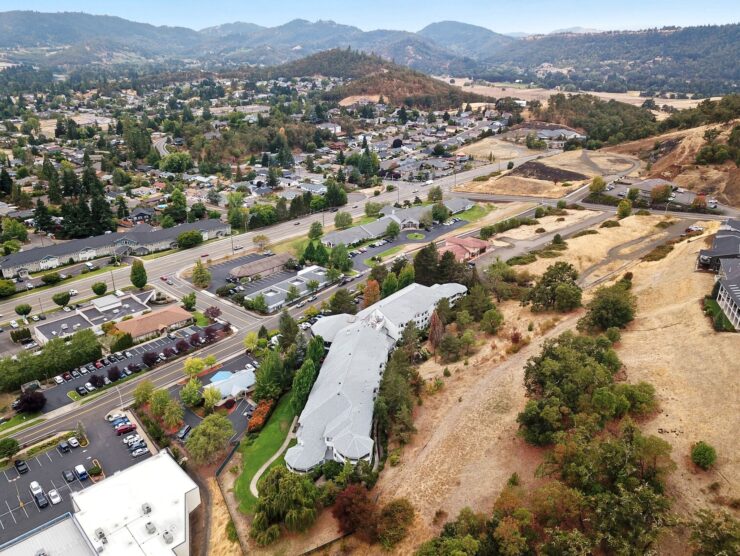 Aerial view of the facility and surrounding area.