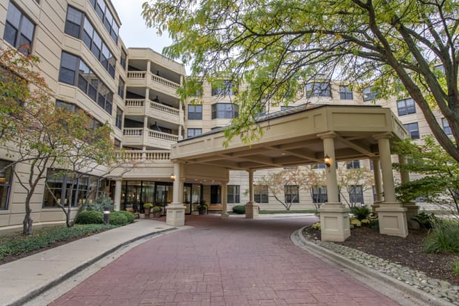 Entrance canopy of Brookdale at Home® Lisle