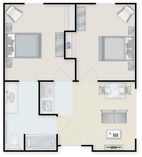 Architectural floor plan of a resident unit