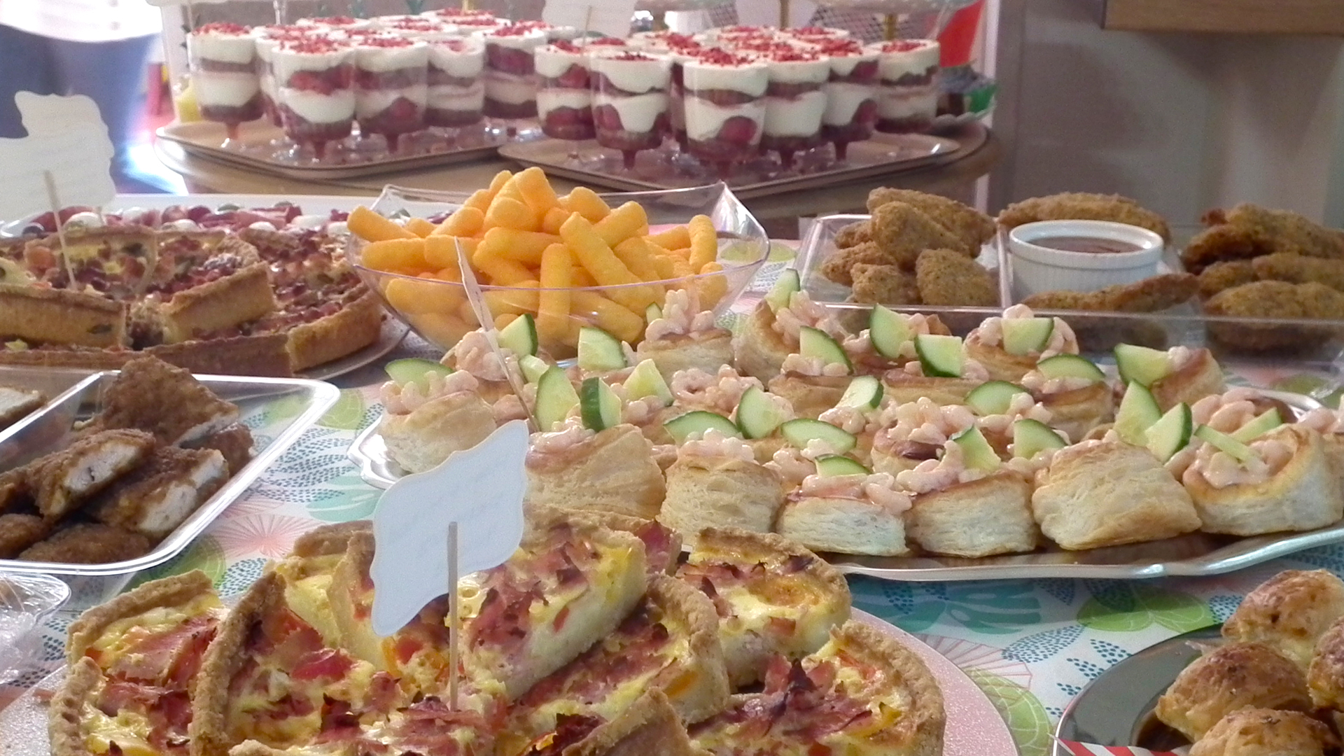 A display of various food items at a gathering