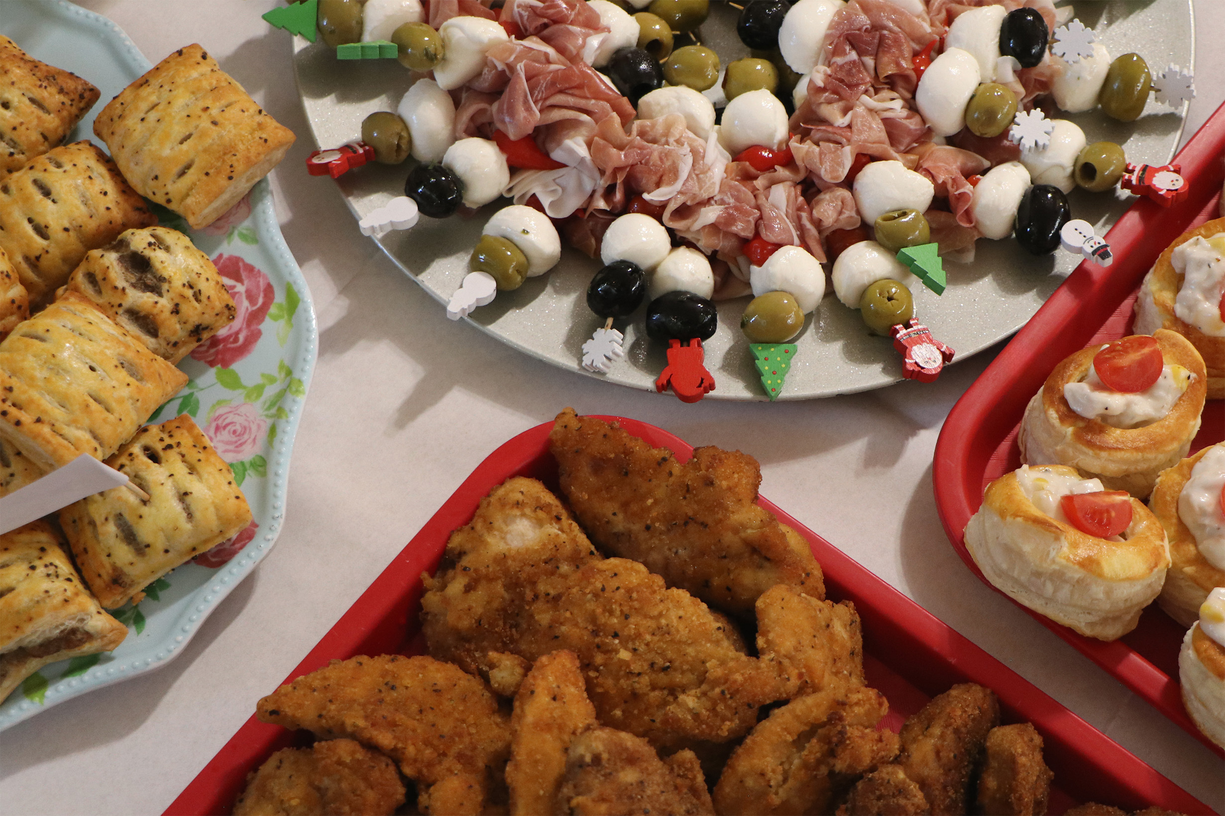 Platter of assorted appetizers and snacks