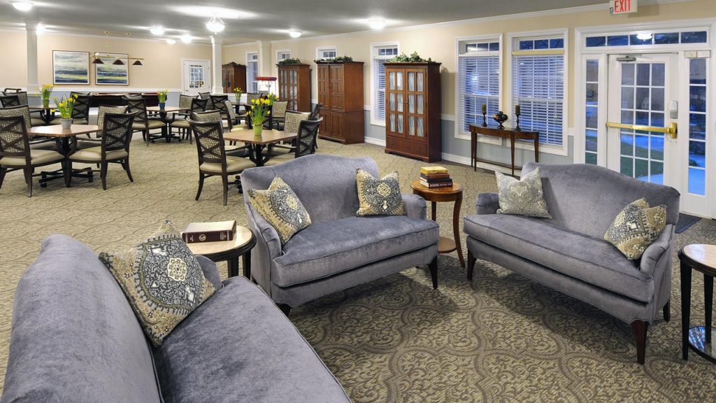 Comfortable lounge area with seating and dining space