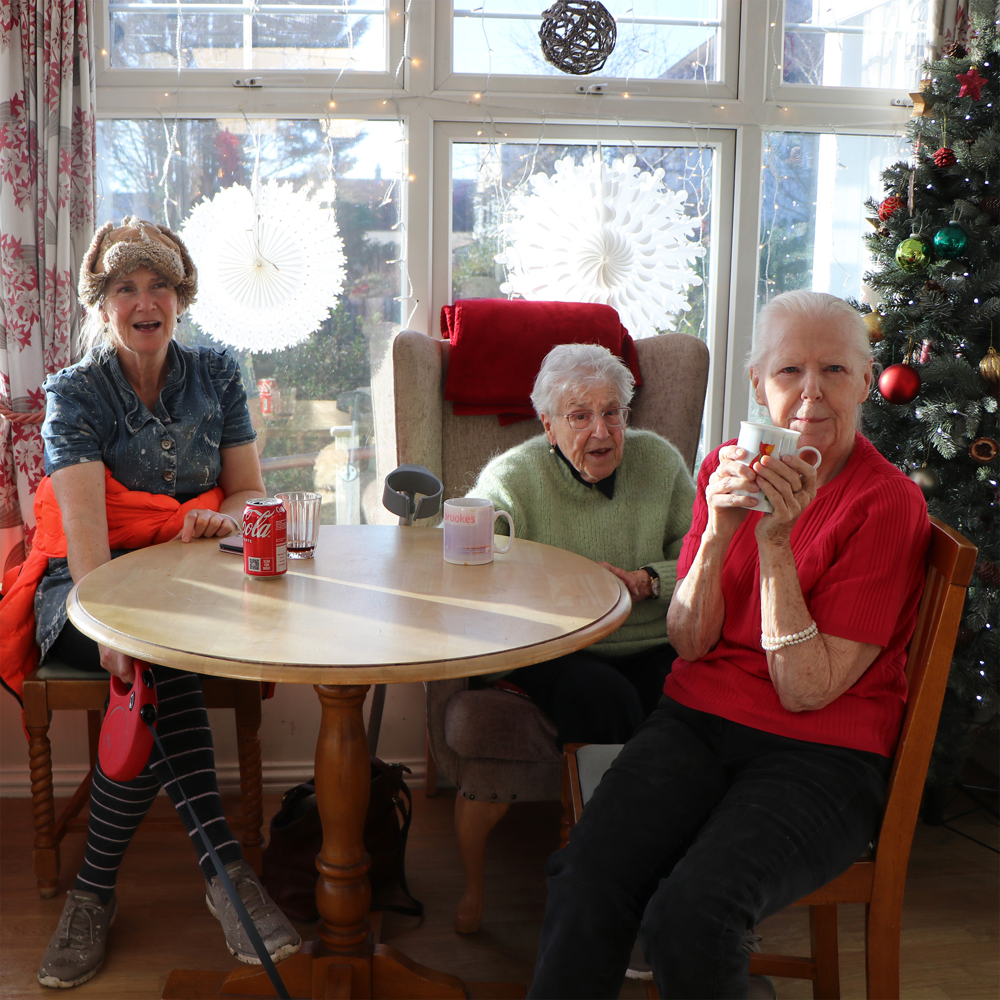 Residents enjoying conversation in a common area