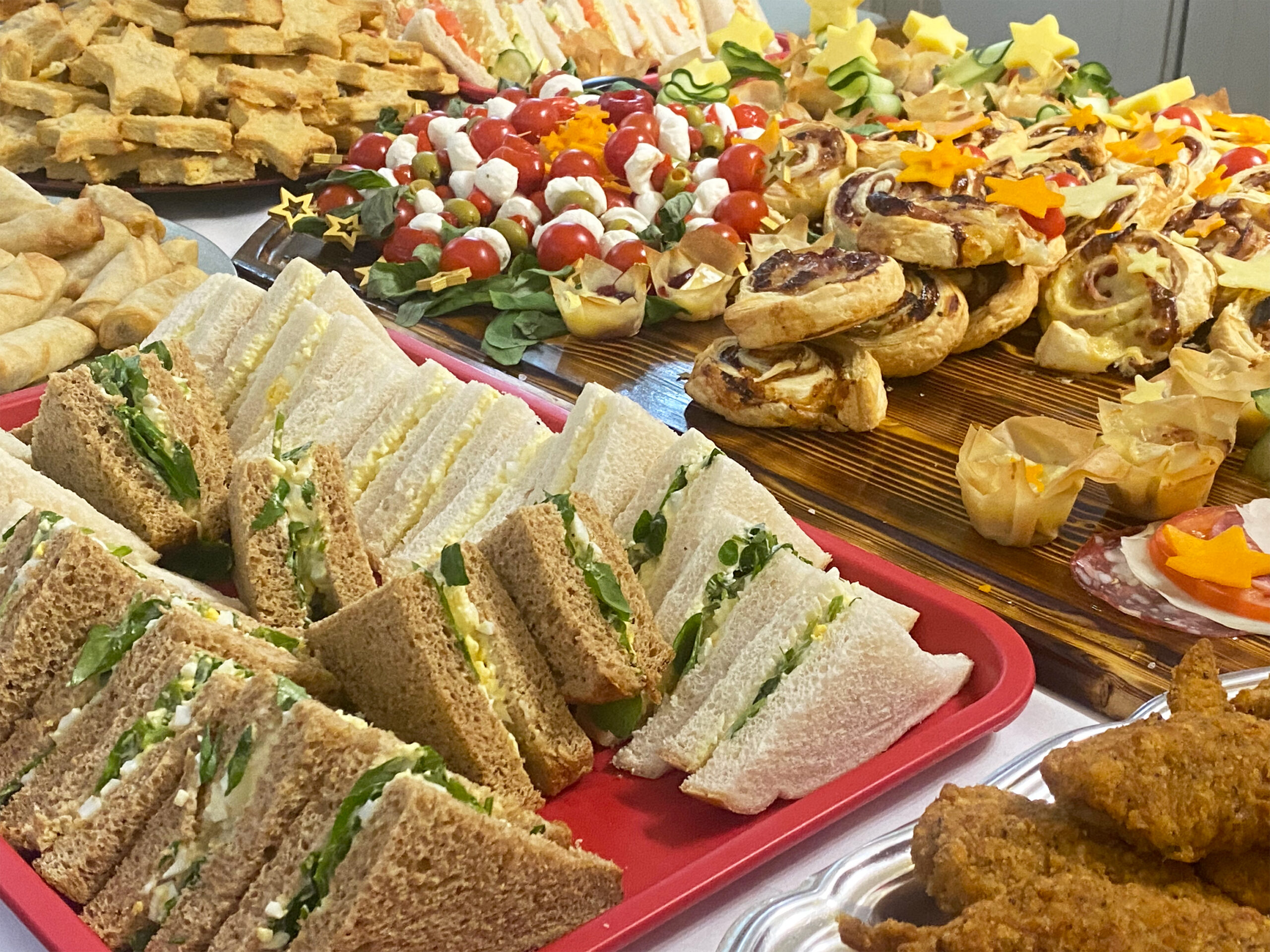Assorted platters of food for a dining event