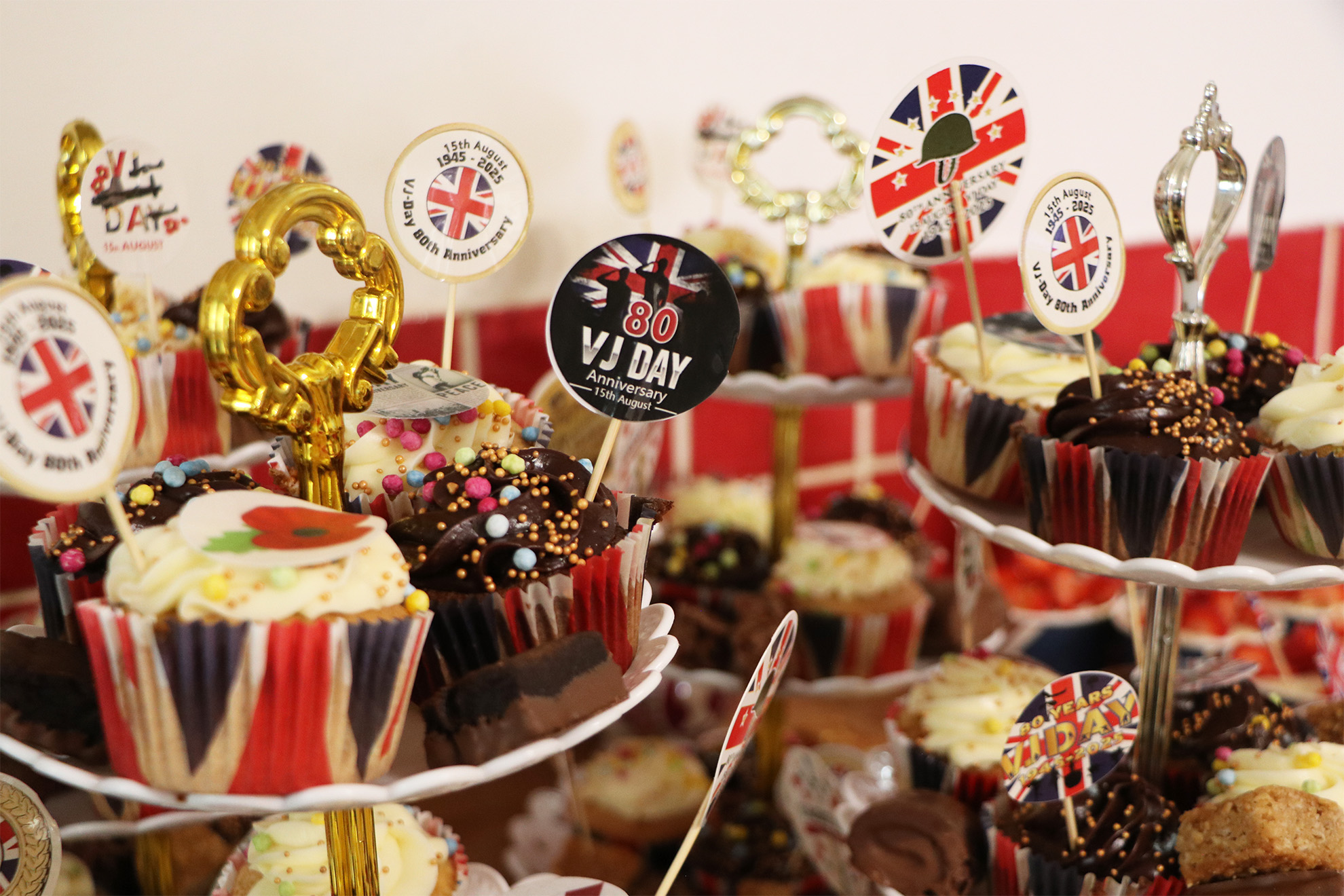 Decorative assortment of cupcakes with celebration themes