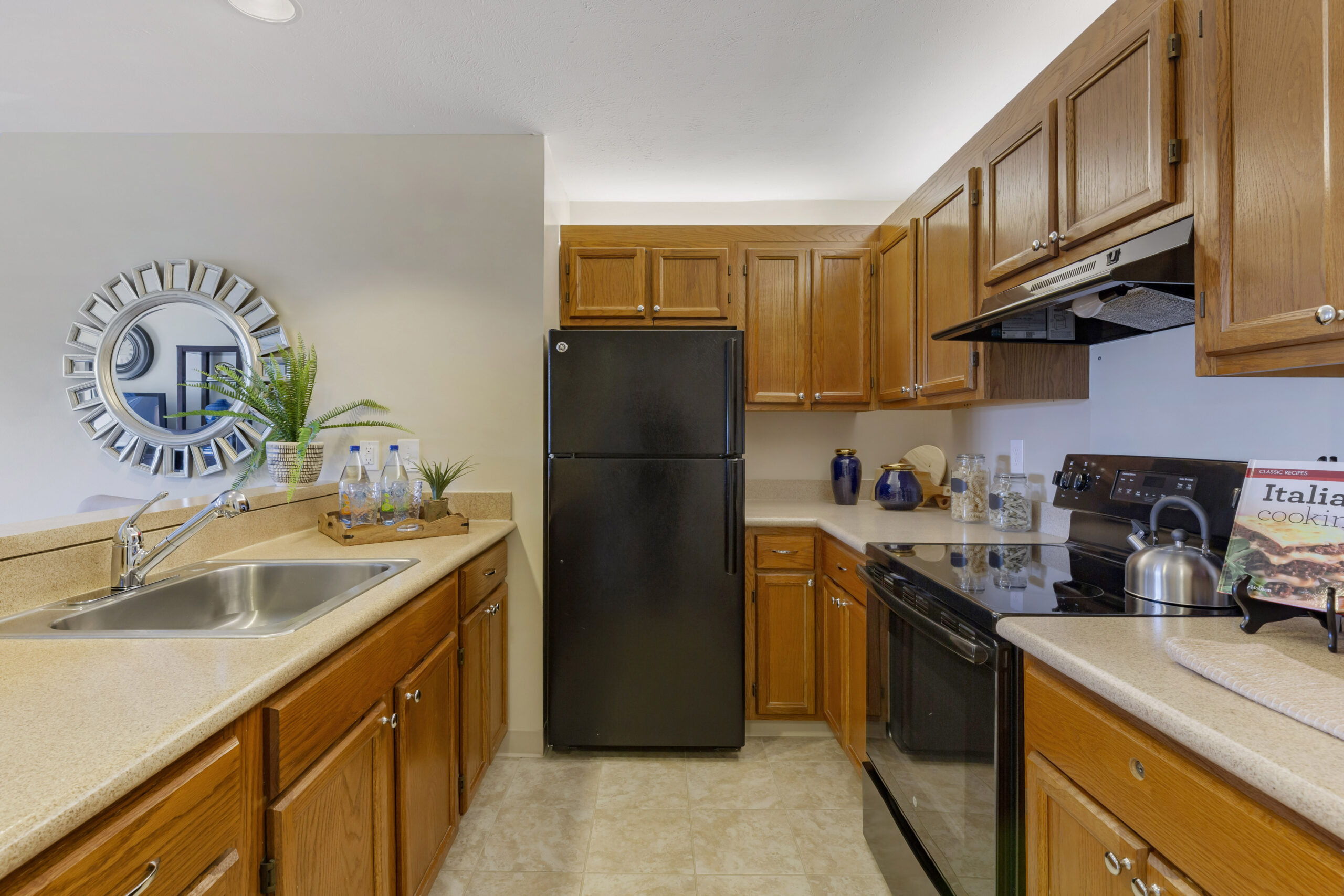 Bright kitchen area with modern appliances