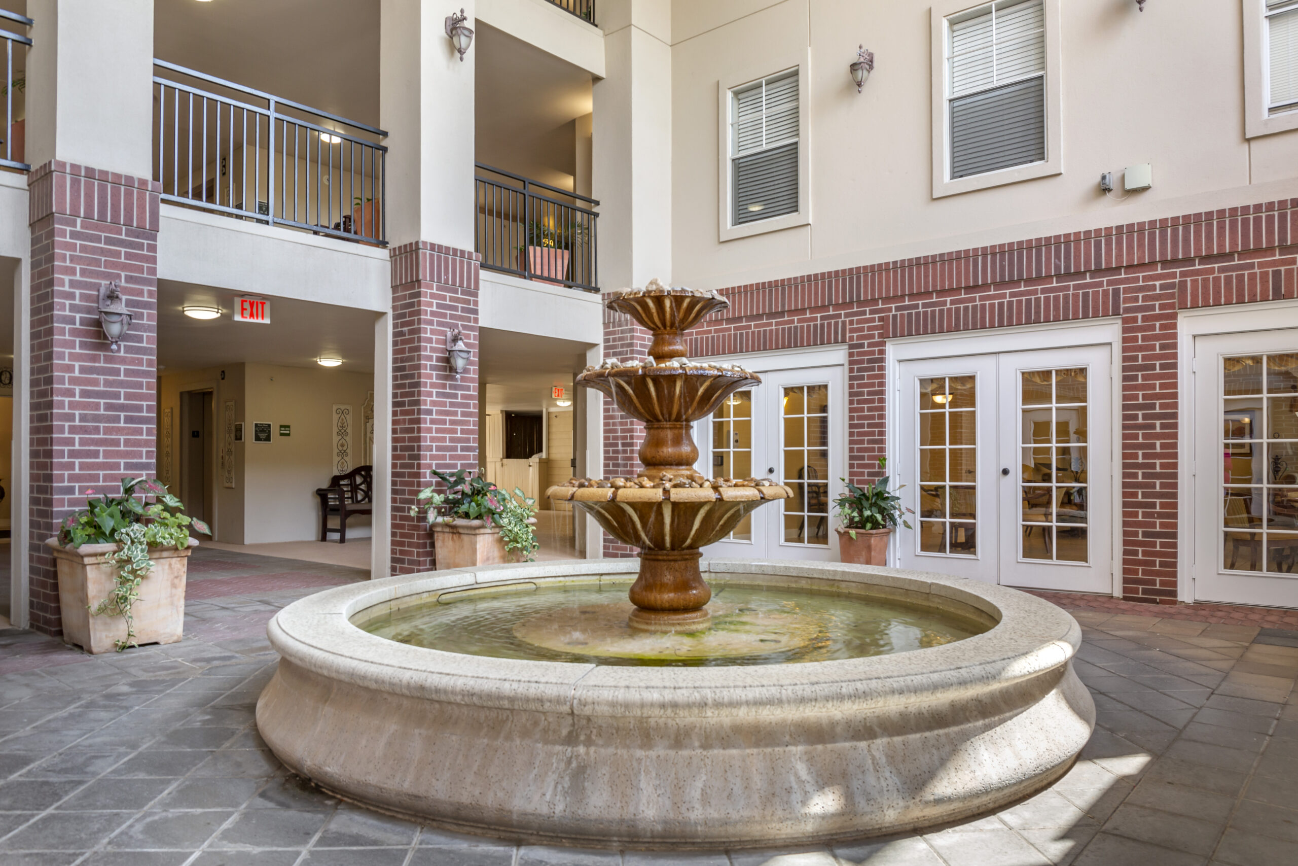 Interior courtyard with a decorative fountain