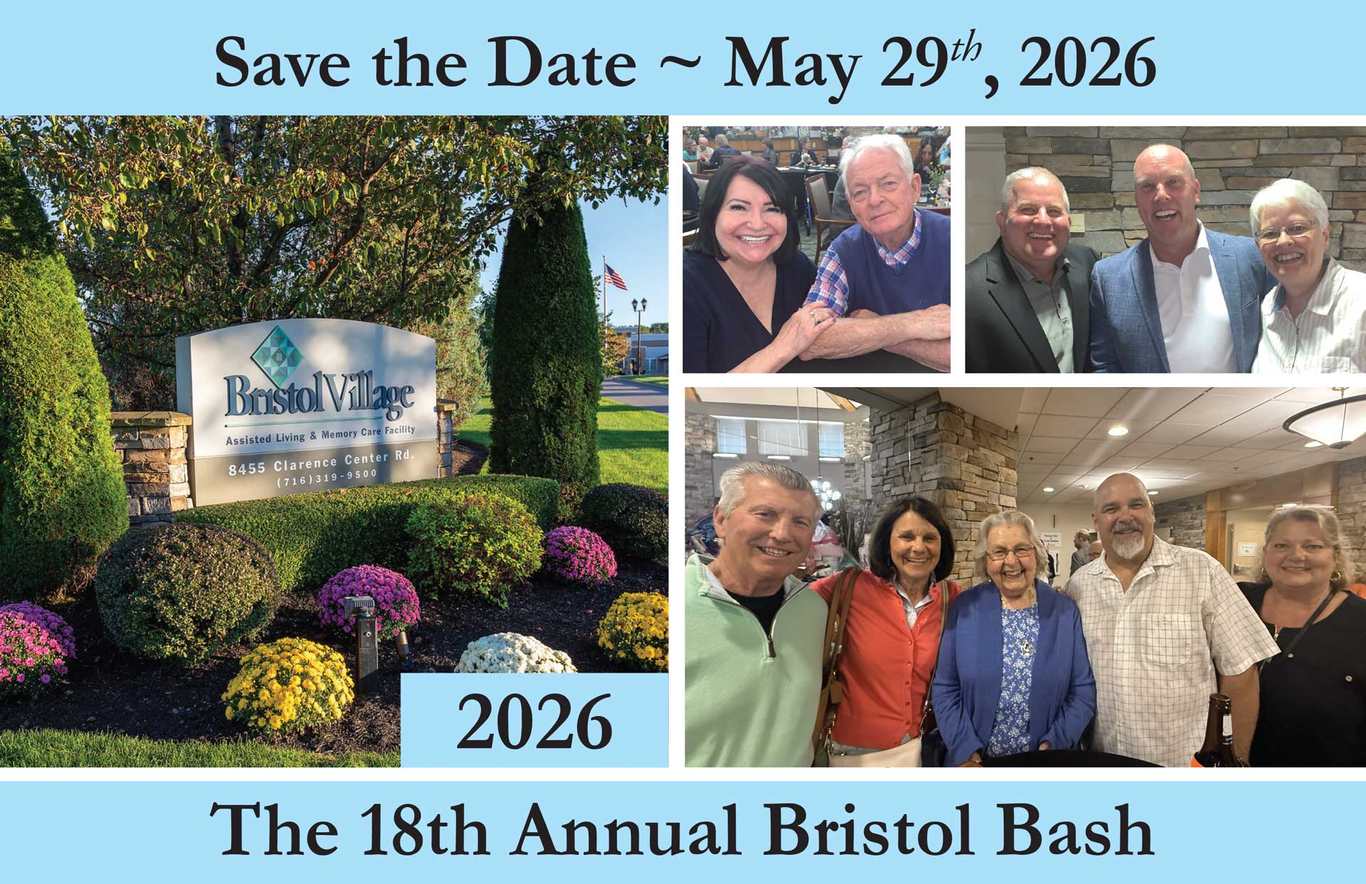Outdoor sign for Bristol Village with colorful flowers