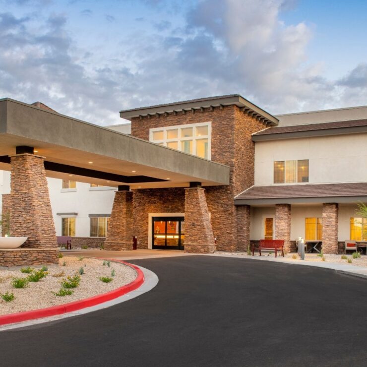 Entrance view of ACOYA Mesa by Cogir facility