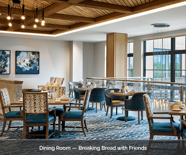 Elegant dining room setup for residents
