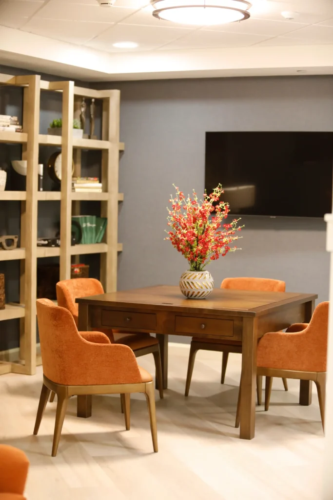 Interior common area with a table and chairs