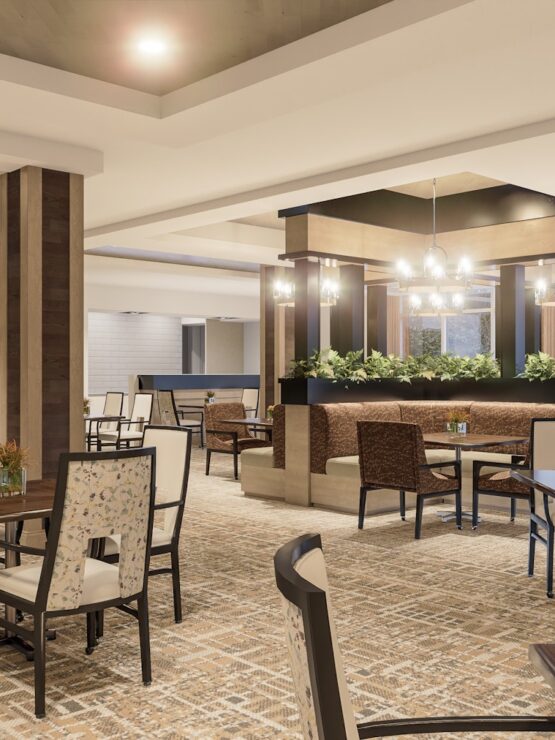 Interior common area with elegant furniture and lighting