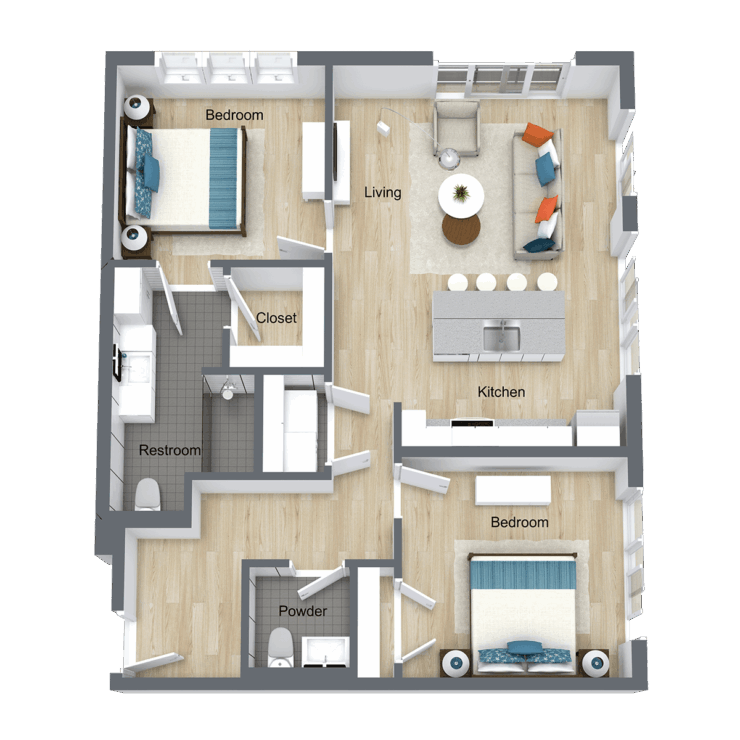 Architectural floor plan of a residence layout