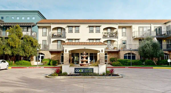 Exterior view of Cadence at Olney with fountain