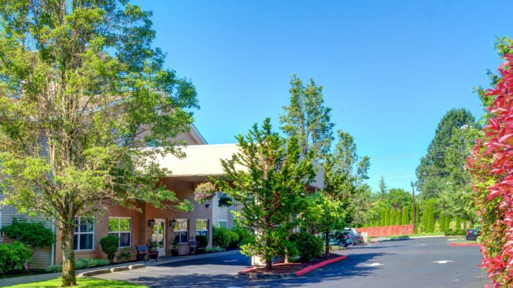 Exterior view of the assisted living facility entrance
