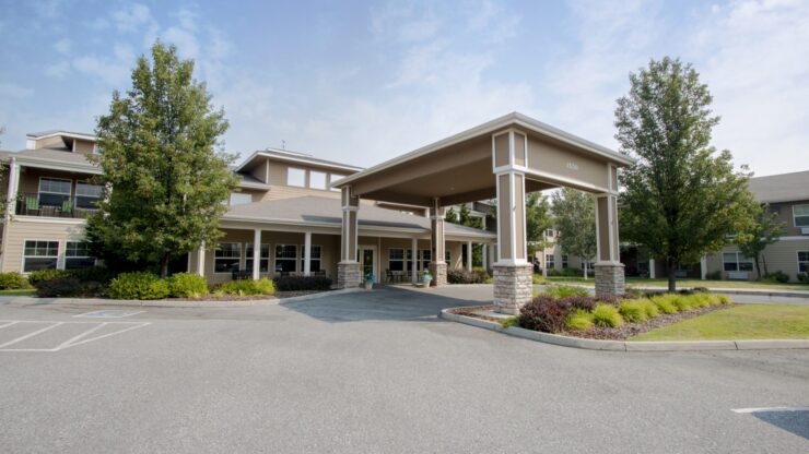 Front entrance of Cadence at Olney with covered entrance