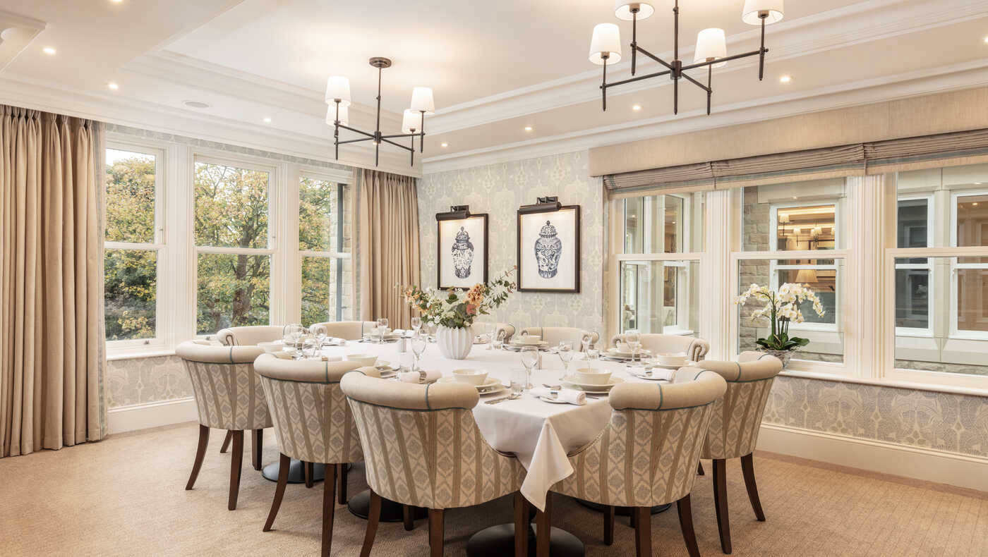 Elegant dining room set for a meal