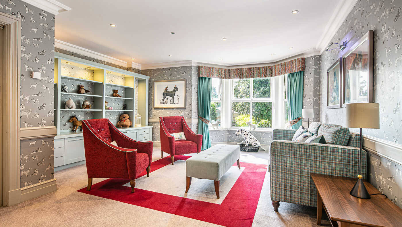 Interior lounge area with comfortable seating and decor