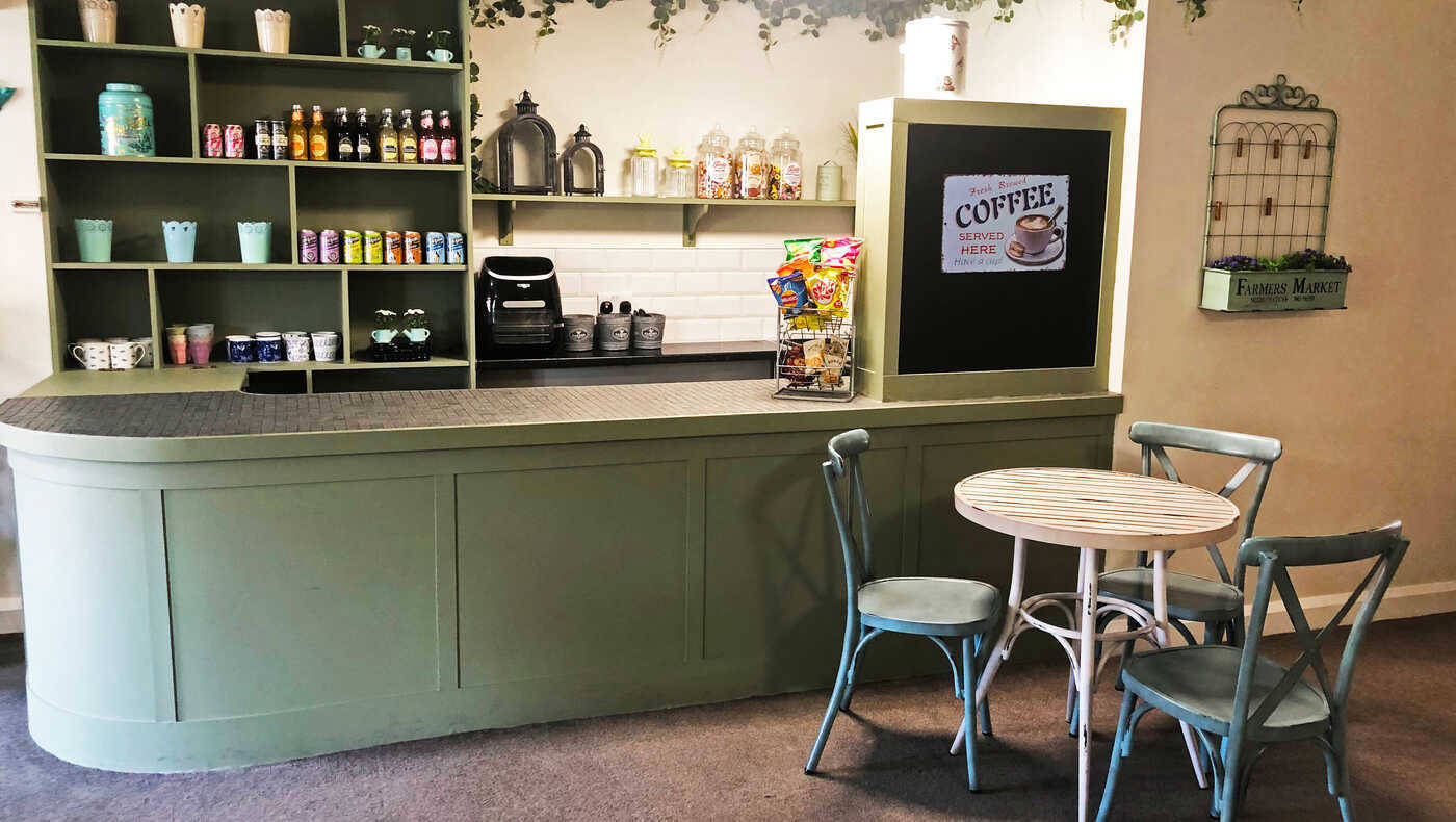 Coffee station in a cozy lounge area