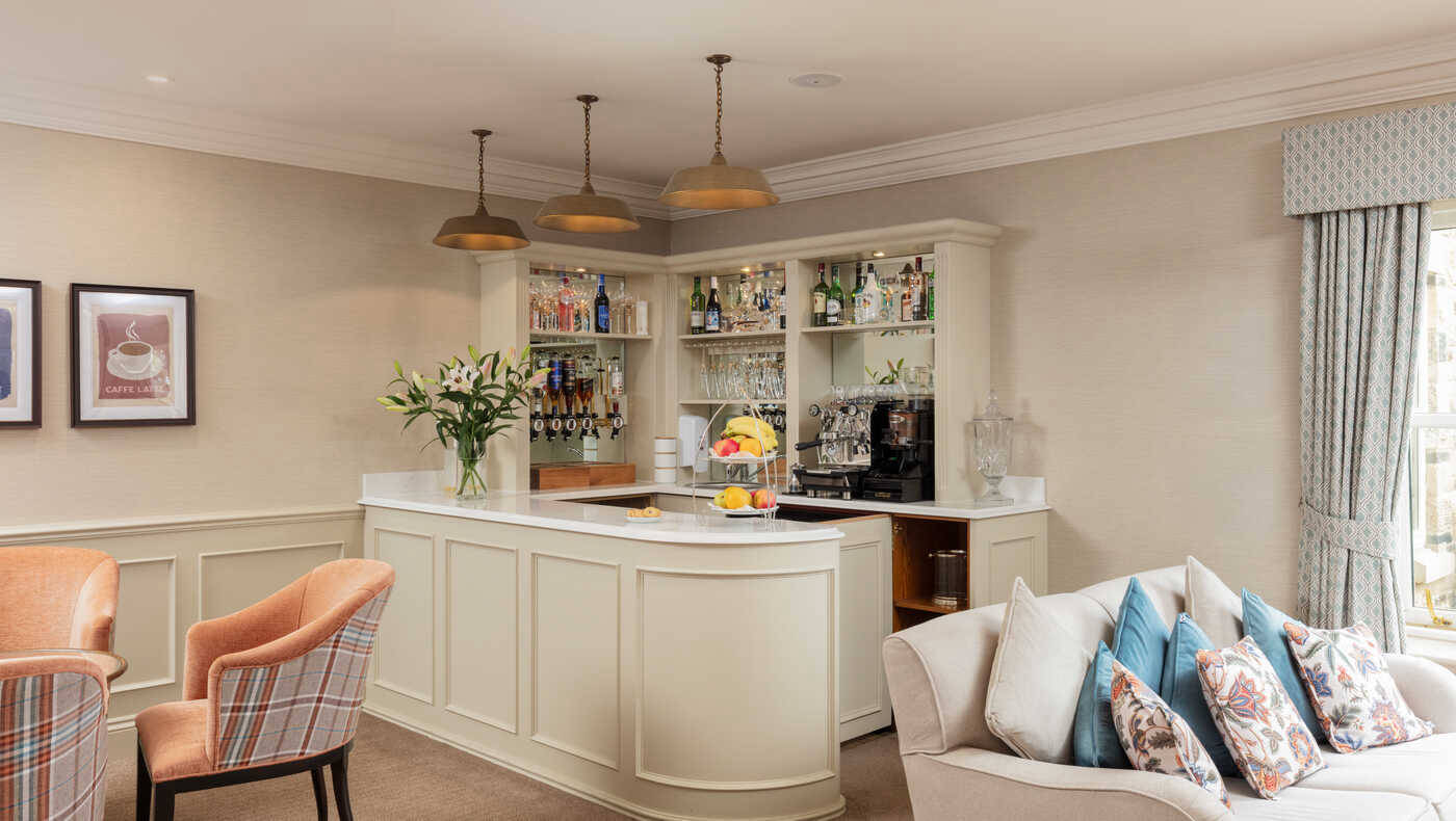 Comfortable lounge area with a bar and seating