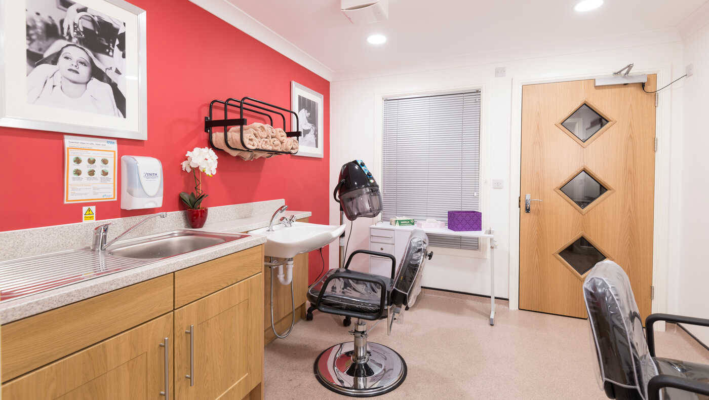 Beauty salon area in a senior living facility