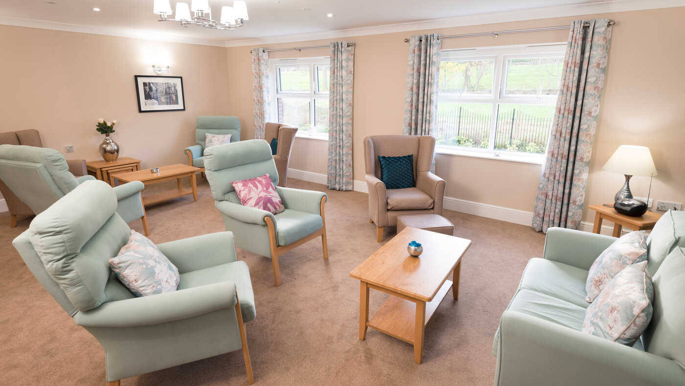 Bright interior common area with comfortable seating