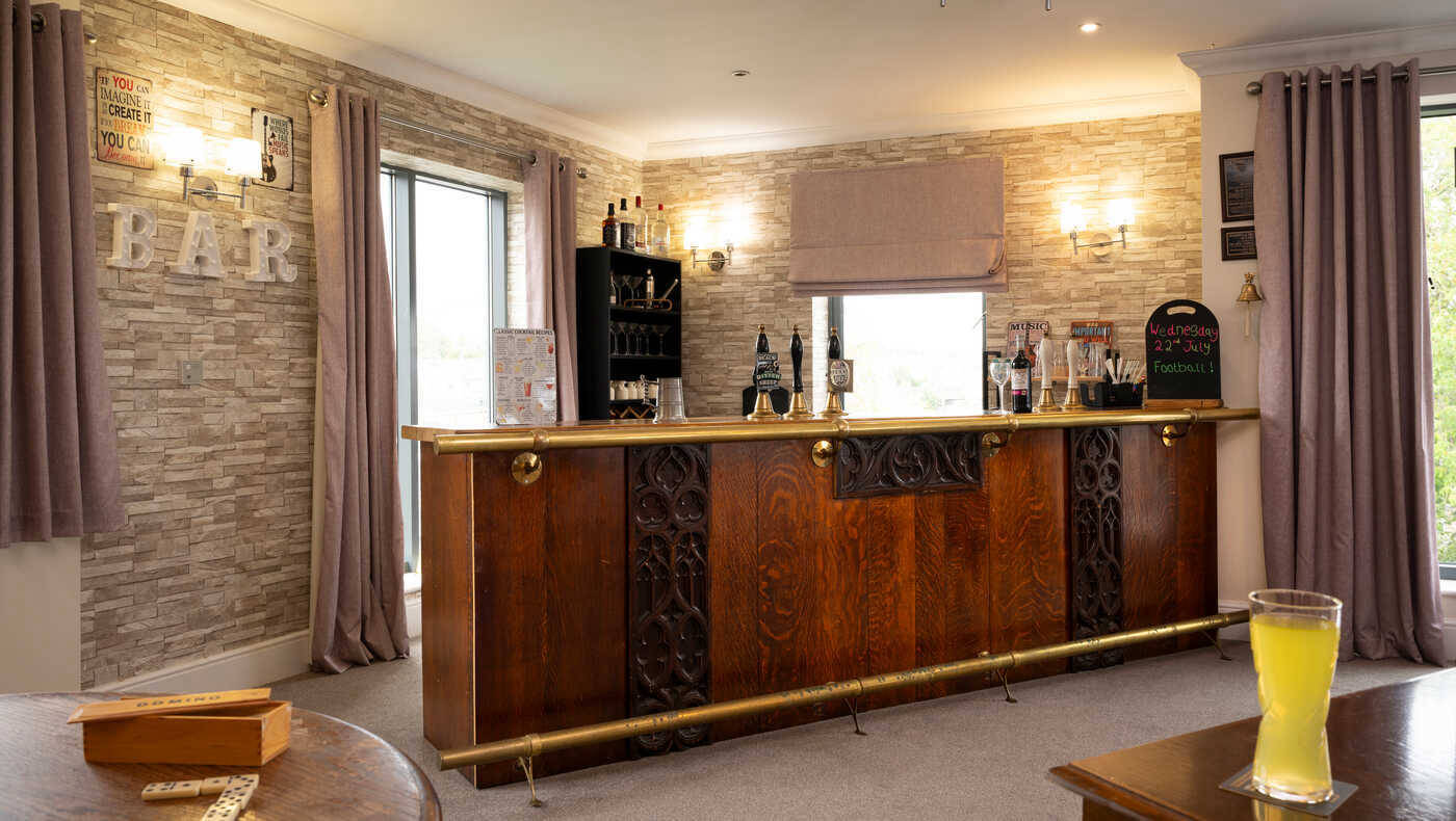 Interior view of a bar area in a facility lounge