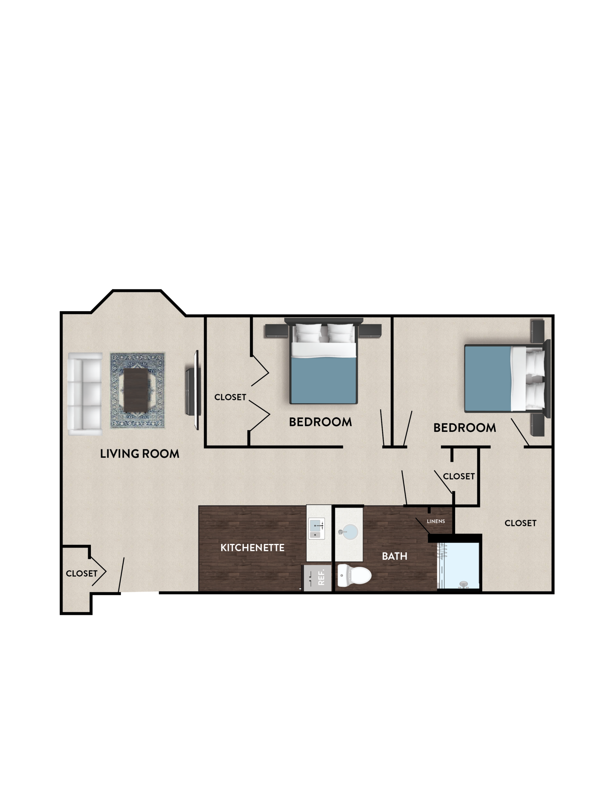 Architectural floor plan of a residential unit