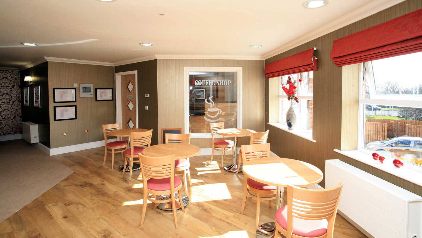 Interior view of a cozy coffee shop area